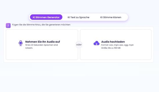 So generieren Sie Ihre Stimme mit KI Stimmen Generator – Schritt 1