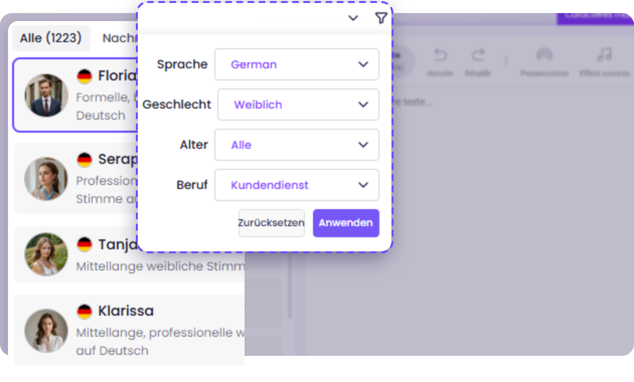KI Stimme mit der kostenlosen Text zu Sprache Funktion von Vidnoz anpassen