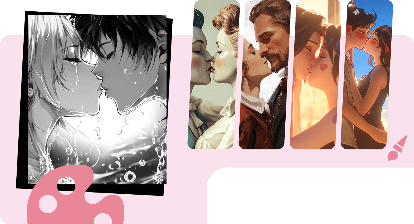 2D and 3D AI Kissing Artwork