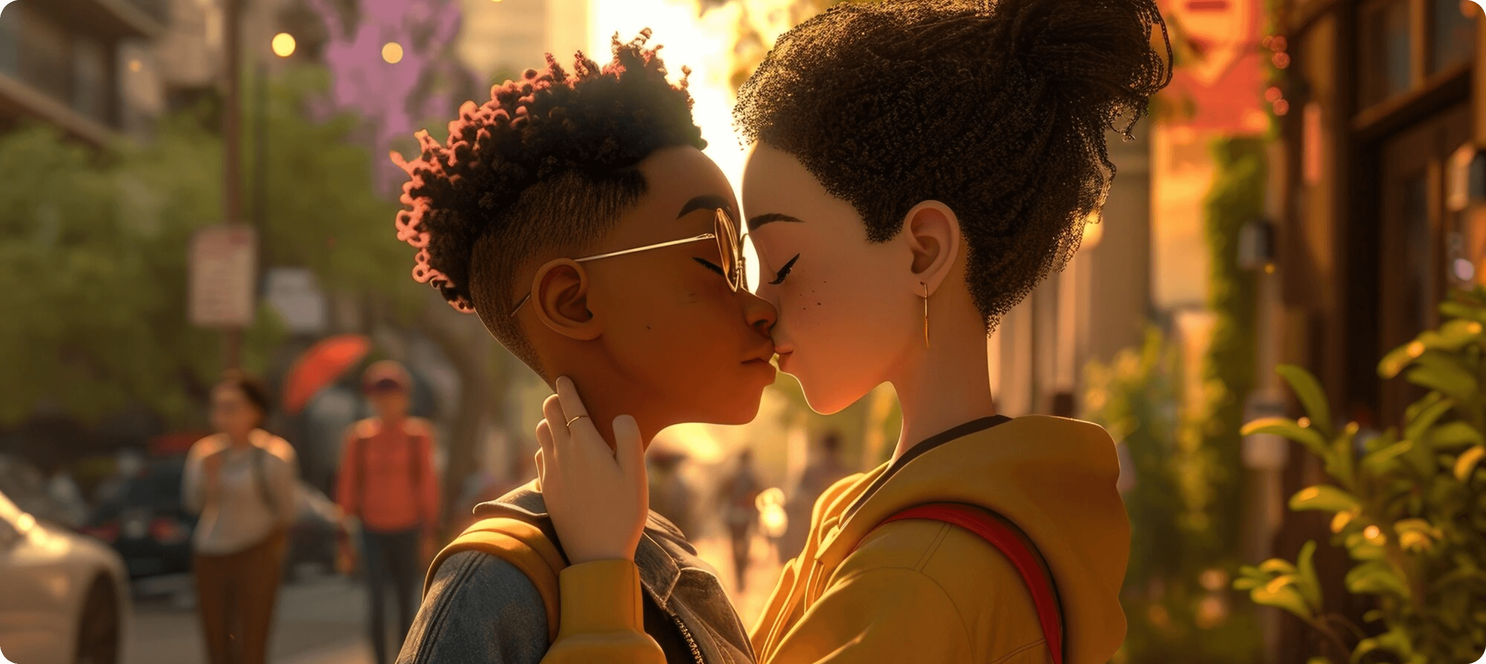 Text to AI Anime Kissing Image