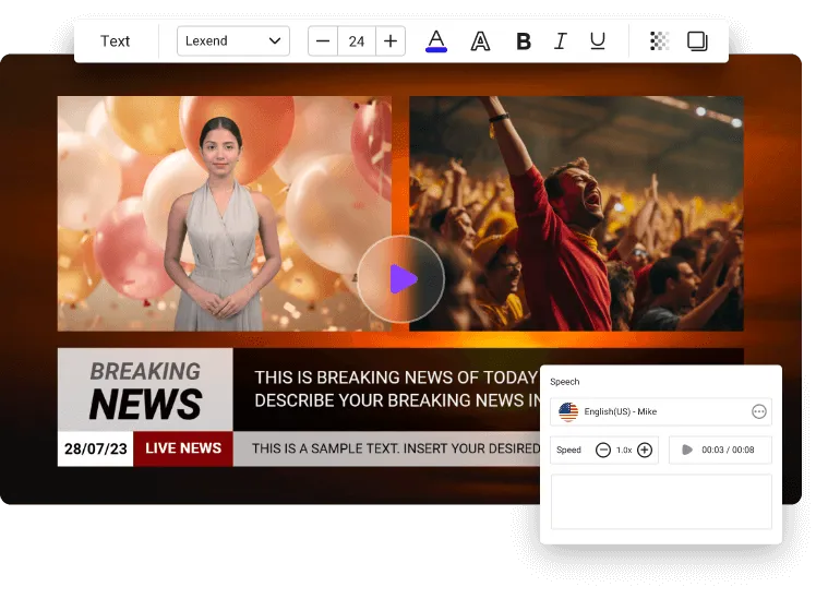 Generador de videos de noticias con IA gratis - Rápido