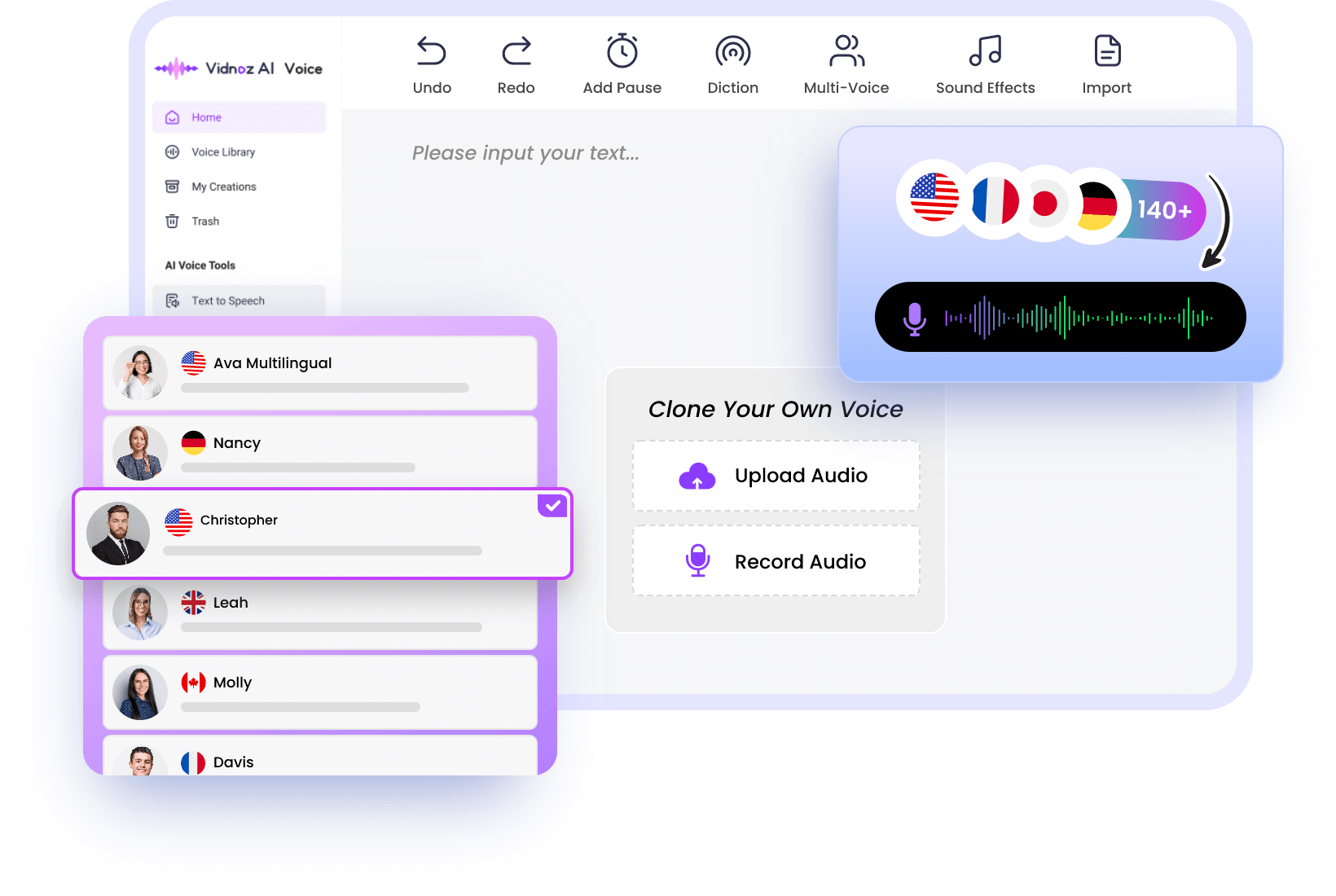 Más Herramientas de voz IA gratis de Vidnoz