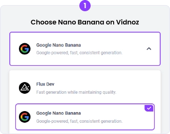 Elige Nano Banana en Vidnoz