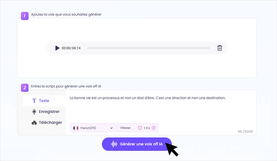 Générer une voix avec le générateur de voix IA - Étape 3