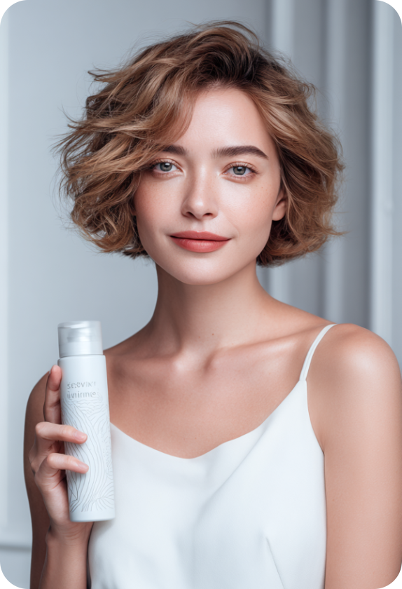 Avatar de Produto IA Segurando um Spray Hidratante