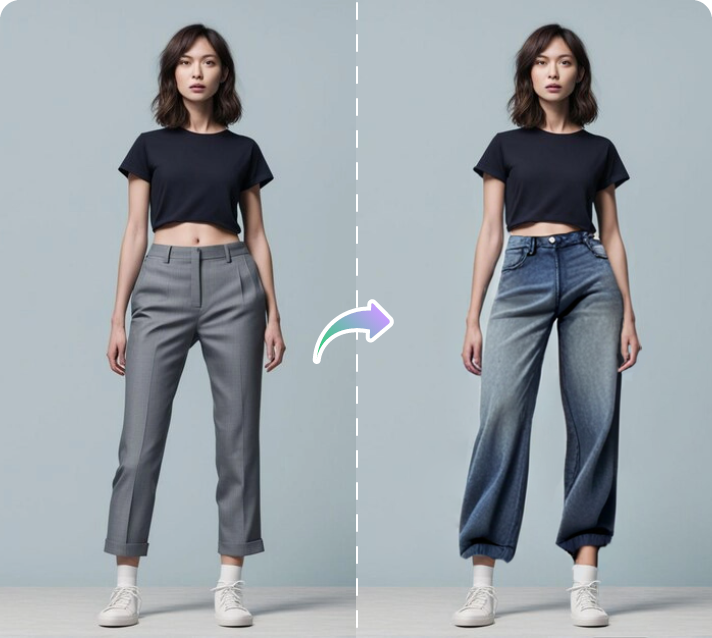 Cambio pantaloni con AI