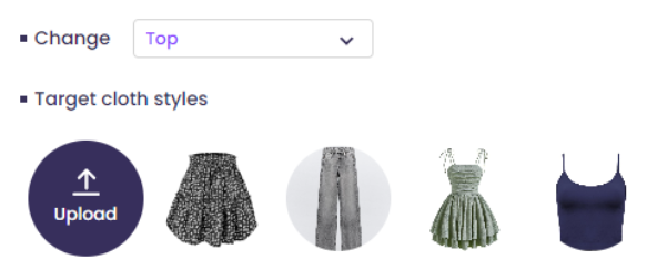 Seleziona i vestiti desiderati