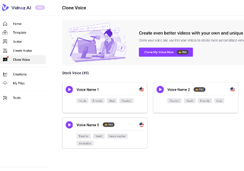 Vidnoz音声クローンAIで自分の声を生成する方法-ステップ1
                            