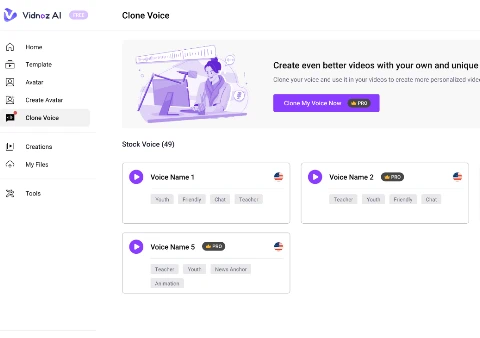 Vidnoz音声クローンAIで自分の声を生成する方法-ステップ1
                            