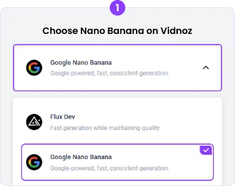 VidnozでNano Bananaを選択