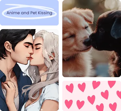 beijo ia com pets, anime e pessoas reais