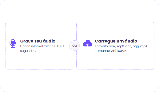 gravar ou enviar um áudio para gerar voz ia