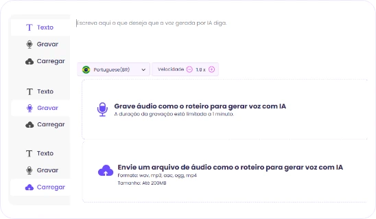 criar ia de voz a partir de texto ou áudio