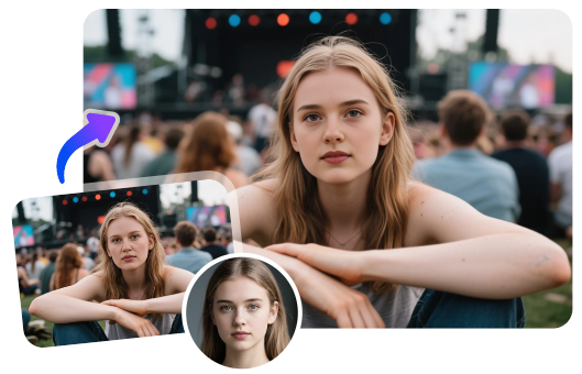 Откройте различные образы с заменой лиц